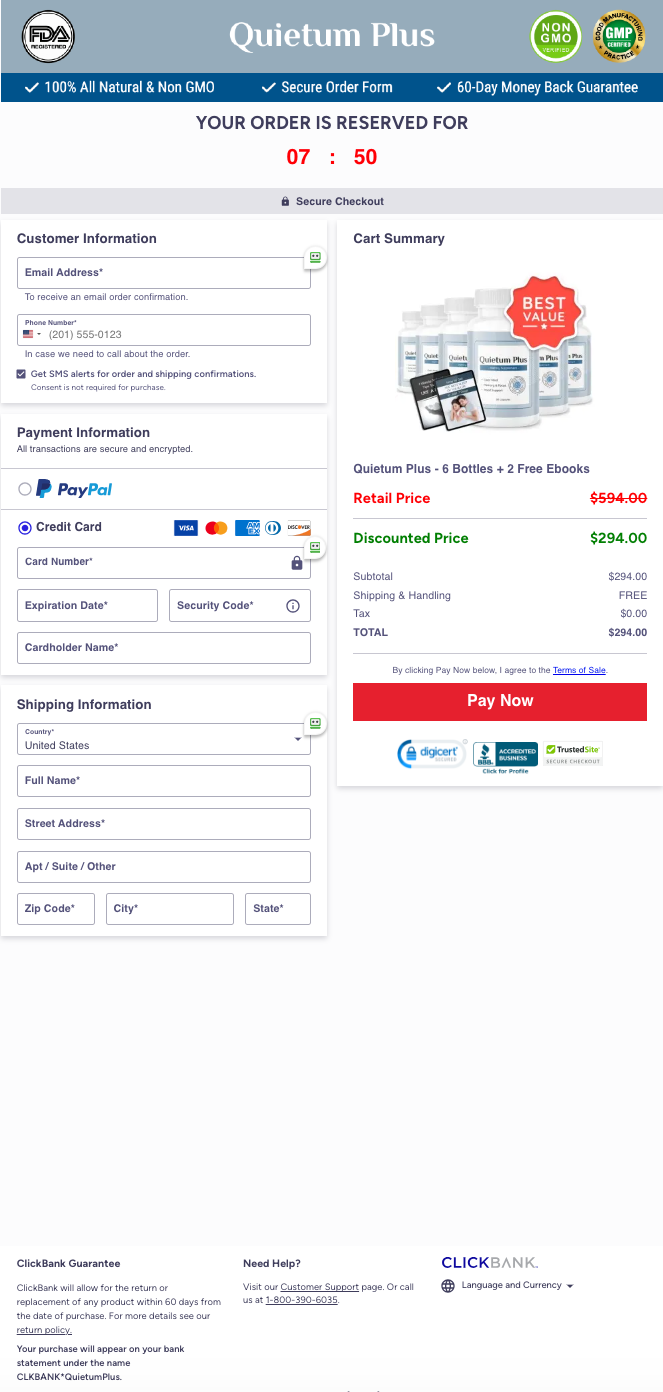 Quietum Plus Official Website Secure Order Page